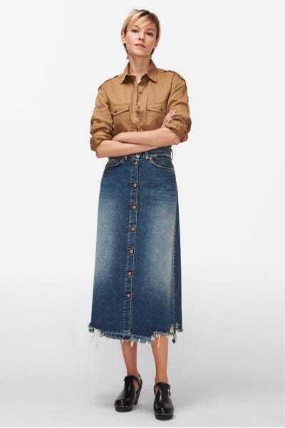 NORA SKIRT BREAKTHROUGH WITH EXPOSED BUTTONS 